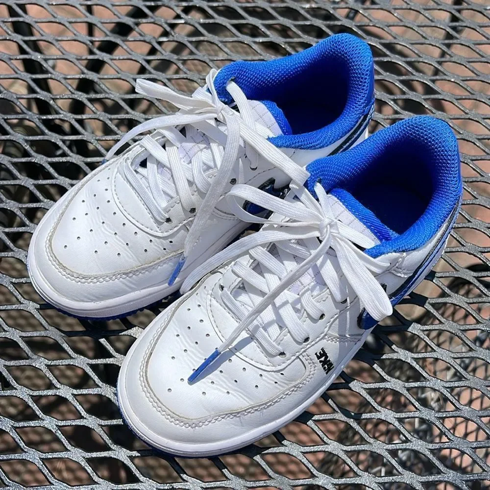 Little Kid's Nike Force 1 LV8 White/White-Black-Game Royal (DO3807 100) Size 11C